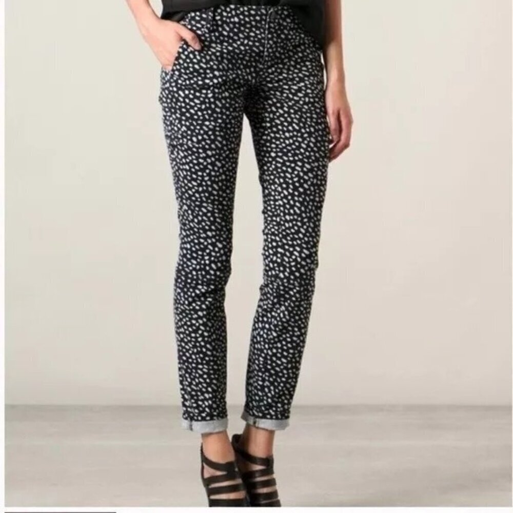 Tory Burch Walker Jeans Pants Size 25 Dotted Pony Print Denim Stretch Ankle